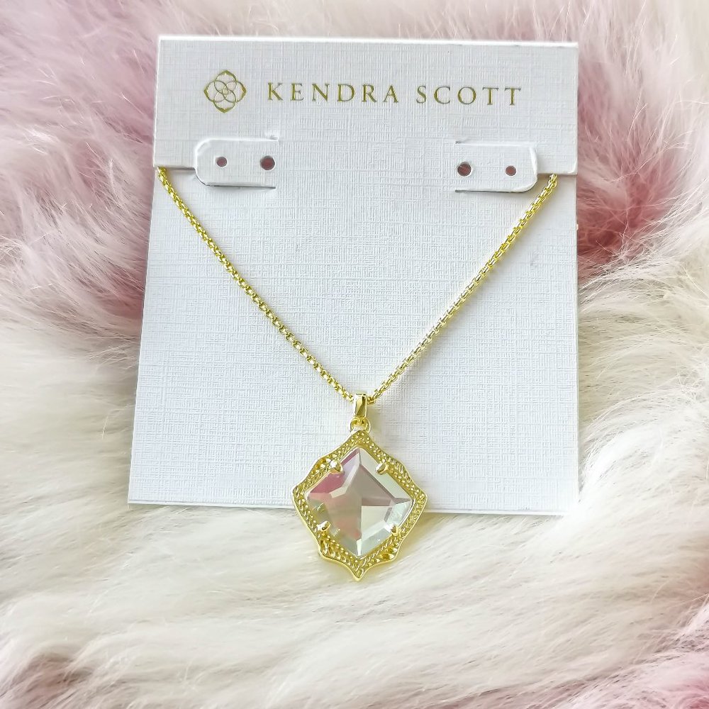 Kendra Scott Gold Kacey Dichroic Glass Long Pendant Necklace